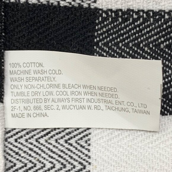 Hot Cocoa Marshmallow Kitchen Tea Towels Cotton Set Buffalo Check Black White - Picture 8 of 9